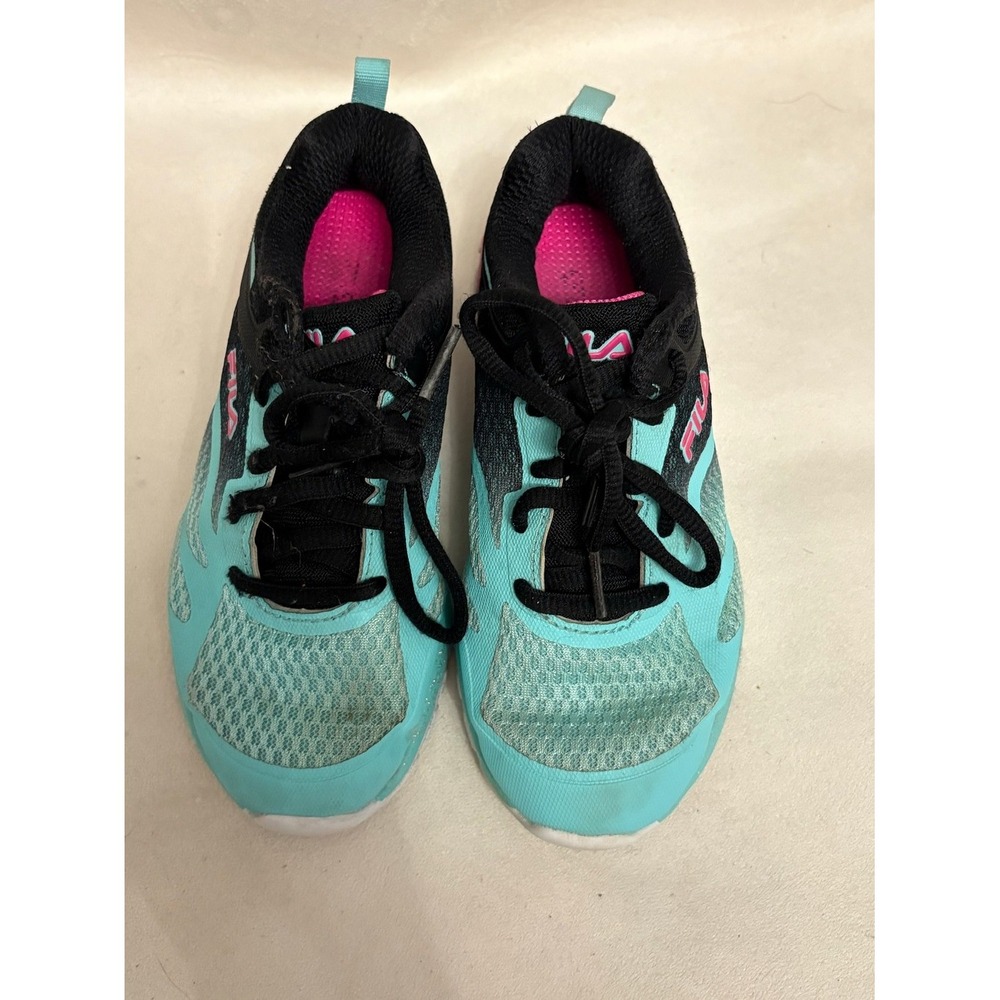 Fila Sneakers Girls Size 13 Teal Black Pink Glitter Athletic Running Shoes